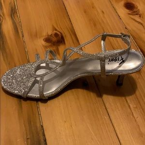 Silver glitter heels